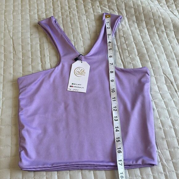 NEW - Women's Purple Crop-top One Size - Picture 9 of 10